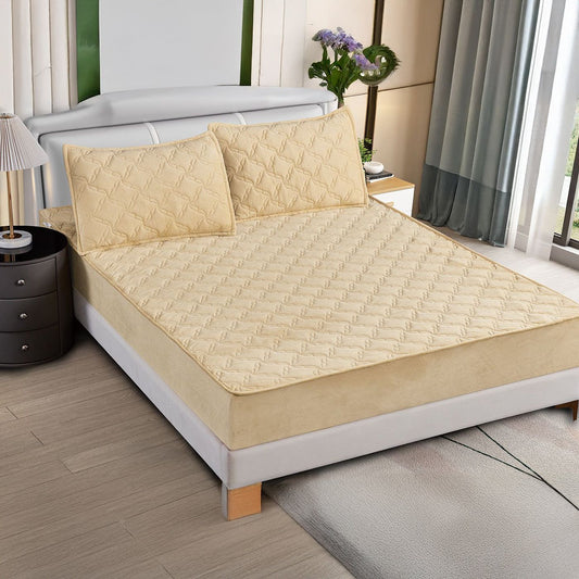 Huse matlasate 180 x 200 + 2 Fete perna 50 x 75 Galben inchis